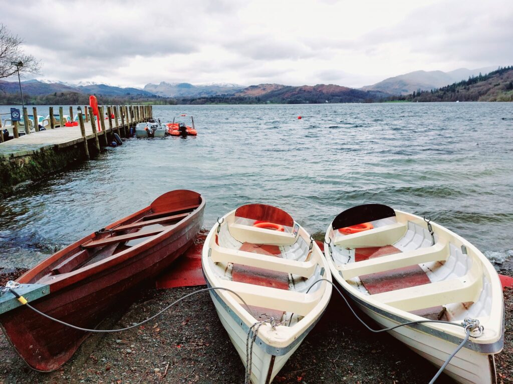 Boats by the lakeshore